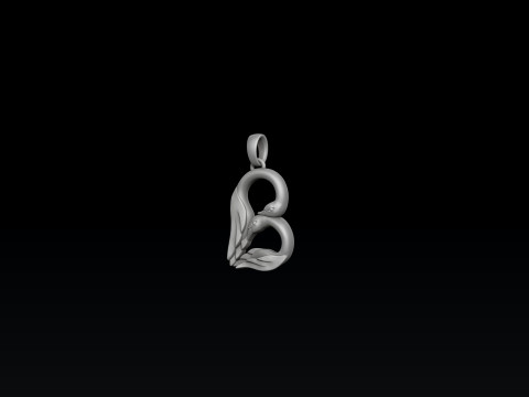 Bird Letter B Pendant 3D print model 3Dプリントモデル