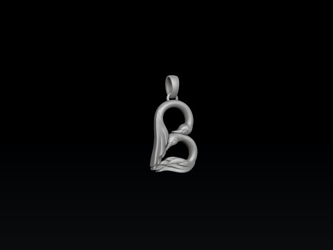 Bird Letter B Pendant 3D print model 3Dプリントモデル