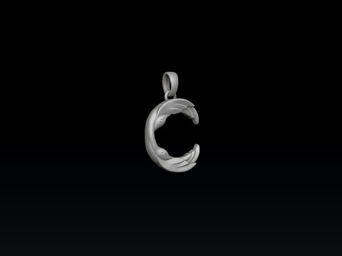 Bird Letter C Pendant 3D print model 3Dプリントモデル