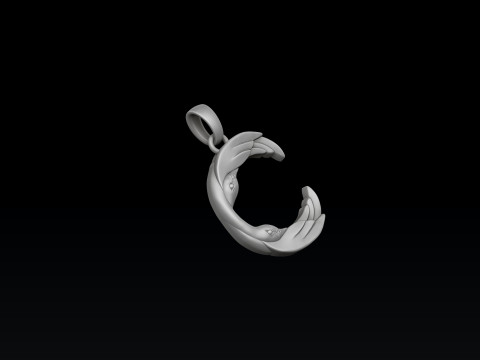 Bird Letter C Pendant 3D print model 3Dプリントモデル