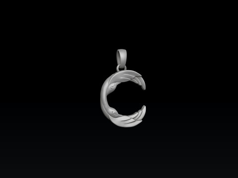 Bird Letter C Pendant 3D print model 3Dプリントモデル