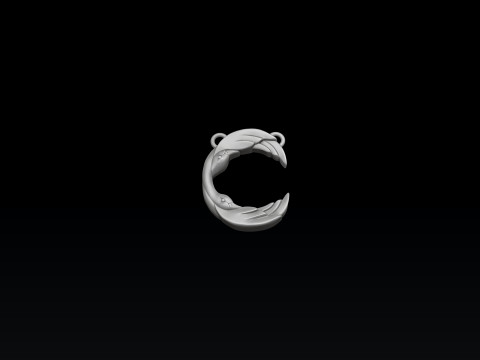 Bird Letter C Pendant 3D print model 3Dプリントモデル