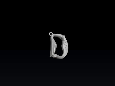 Bird Letter D Pendant 3D print model 3D Print Model