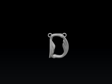 Bird Letter D Pendant 3D print model 3D Print Model