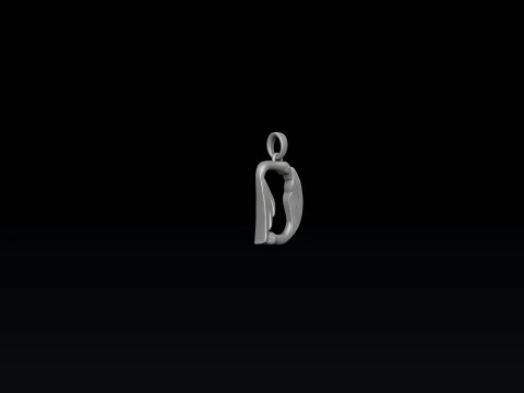Bird Letter D Pendant 3D print model 3D Print Model
