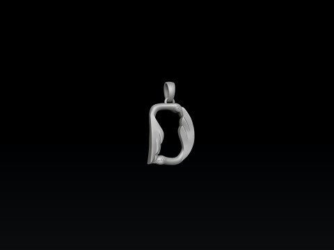 Bird Letter D Pendant 3D print model 3D Print Model