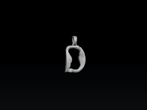 Bird Letter D Pendant 3D print model 3D Print Model