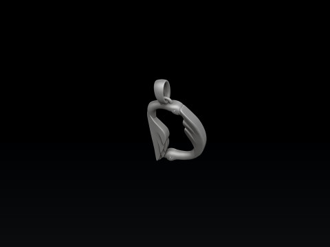 Bird Letter D Pendant 3D print model 3D Print Model