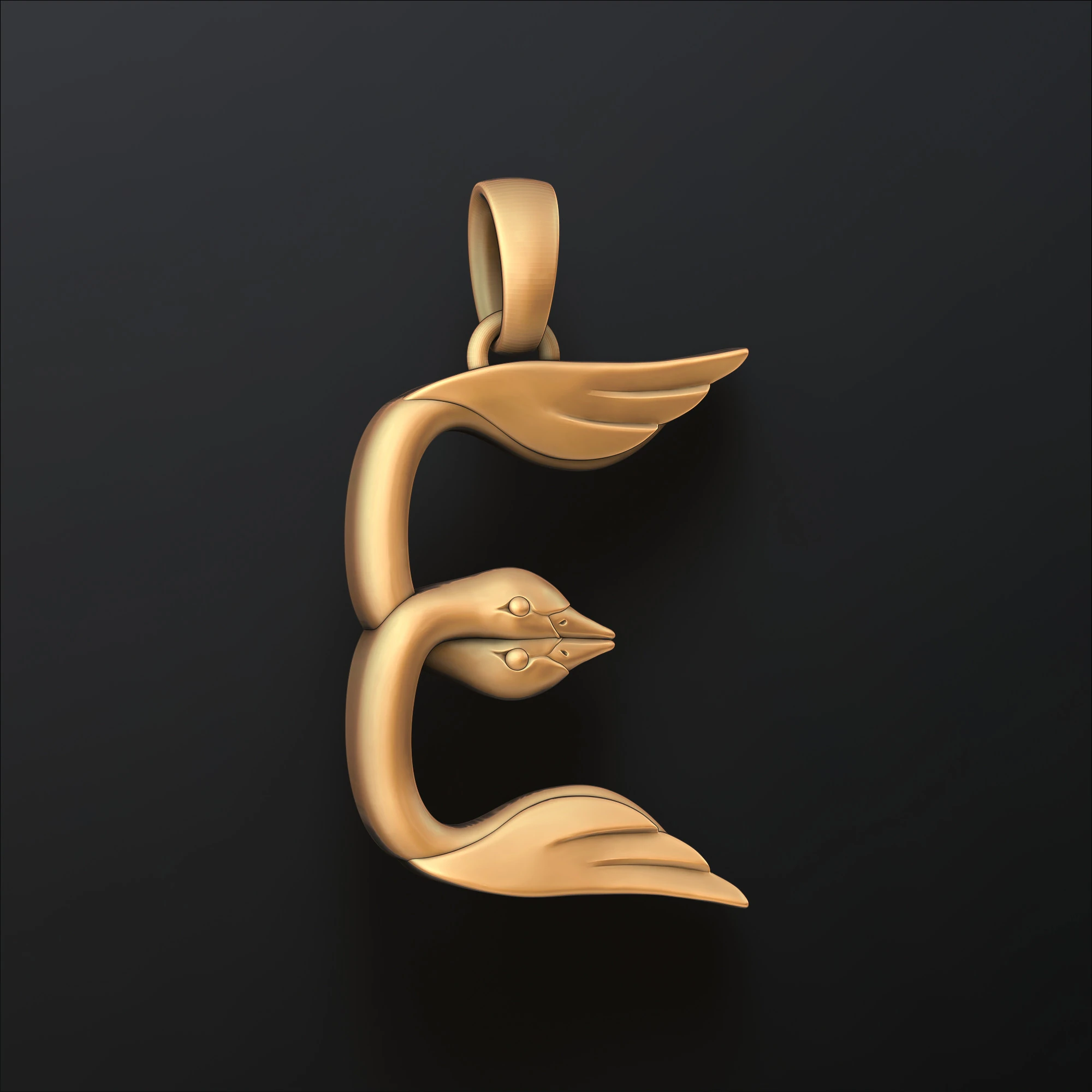 Bird Letter D Pendant 3D print model 3D Print Model .c4d .max .obj .3ds .fbx .stl .blend 
