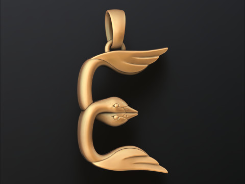 Bird Letter D Pendant 3D print model 3Dプリントモデル