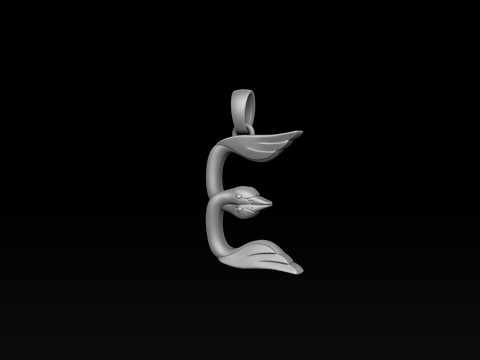 Bird Letter D Pendant 3D print model 3D Print Model