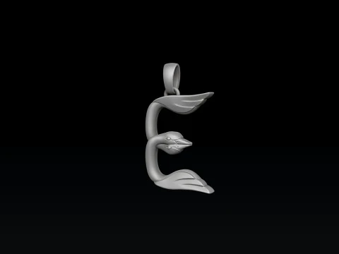 Bird Letter D Pendant 3D print model 3D Print Model