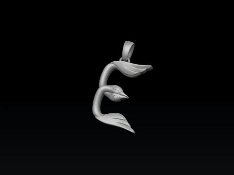 Bird Letter D Pendant 3D print model 3D Print Model