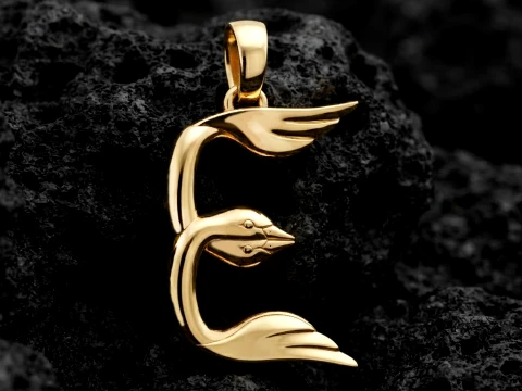 Mod&egrave;le d'impression 3D du pendentif lettre D oiseau Modèles 3D en vedette