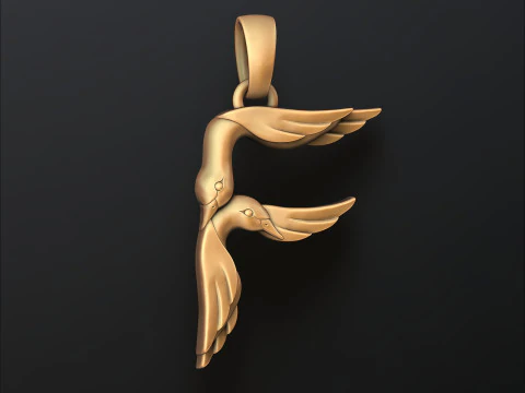 Vogel Letter F hanger 3D-printmodel 3D printmodel