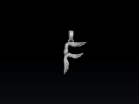 Bird Letter F Pendant 3D print model Modello di stampa 3D