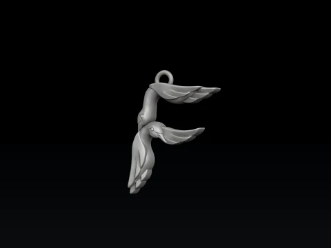 Bird Letter F Pendant 3D print model 3D Print Model