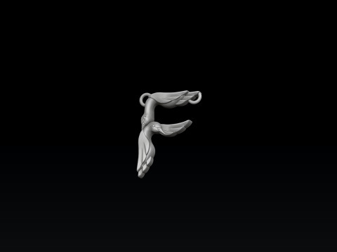 Bird Letter F Pendant 3D print model Modello di stampa 3D
