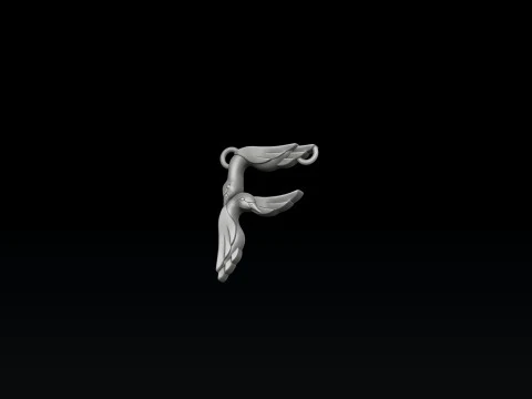 Bird Letter F Pendant 3D print model 3D Print Model
