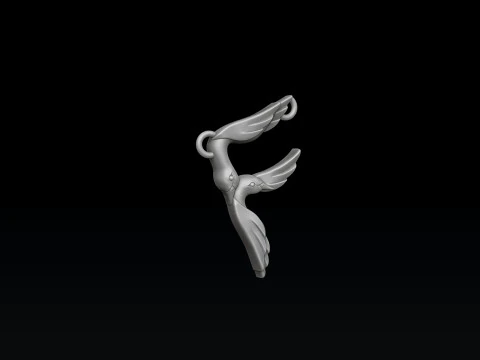 Bird Letter F Pendant 3D print model 3D Print Model