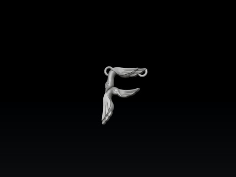 Bird Letter F Pendant 3D print model Modello di stampa 3D