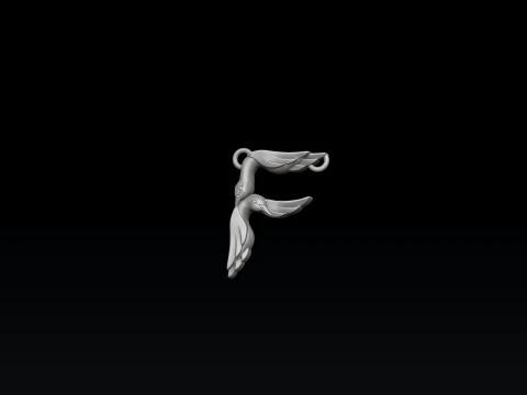 Bird Letter F Pendant 3D print model 3D Print Model