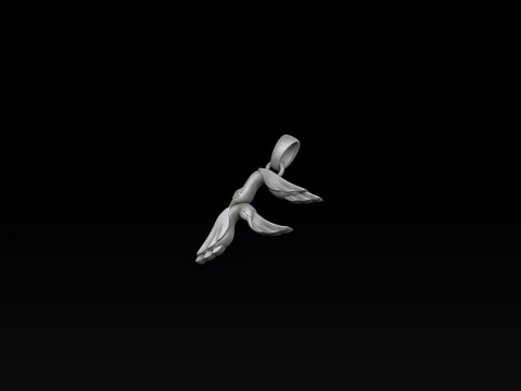 Bird Letter F Pendant 3D print model 3D Print Model