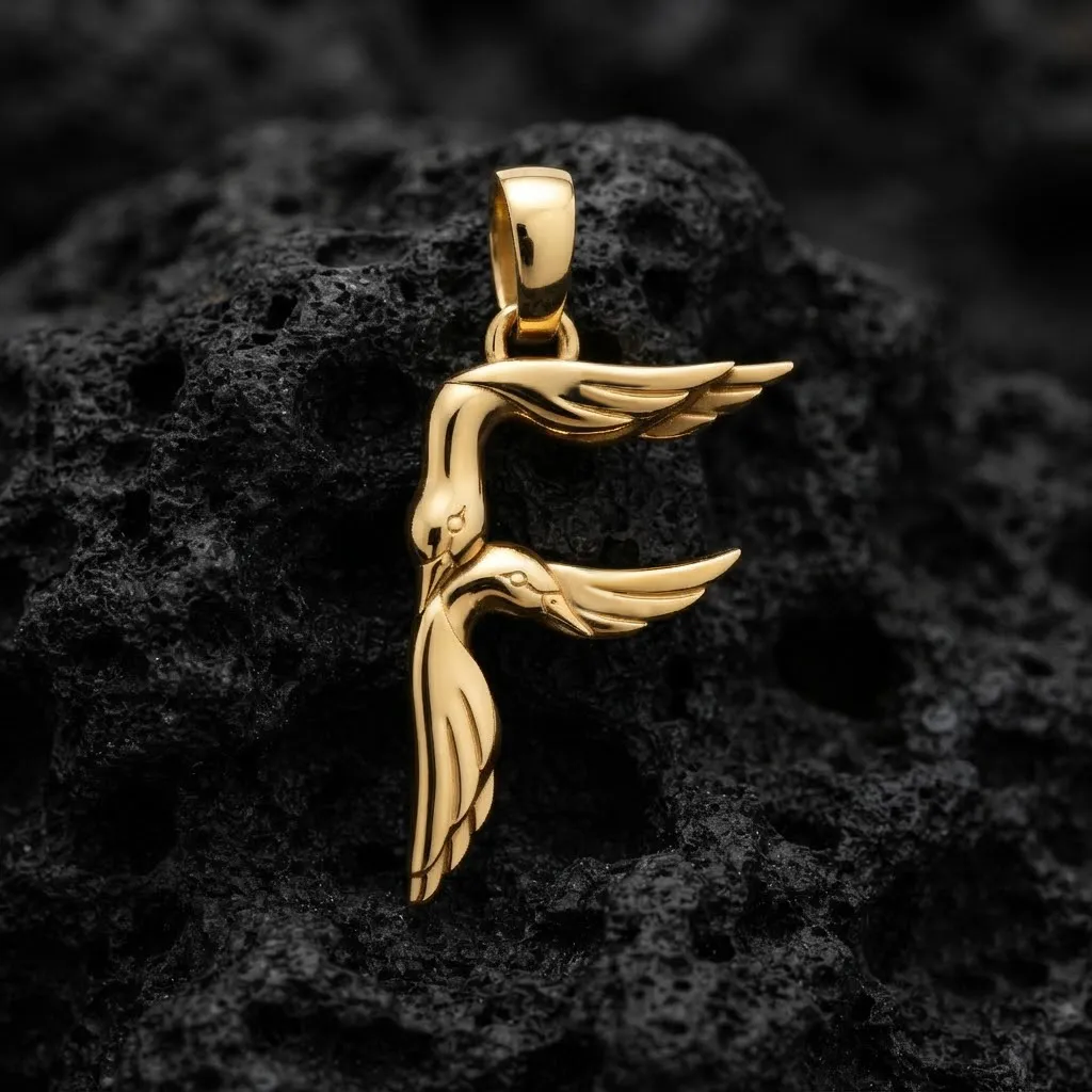 Bird Letter F Pendant 3D print model 3D Print Model .c4d .max .obj .3ds .fbx .stl .blend 