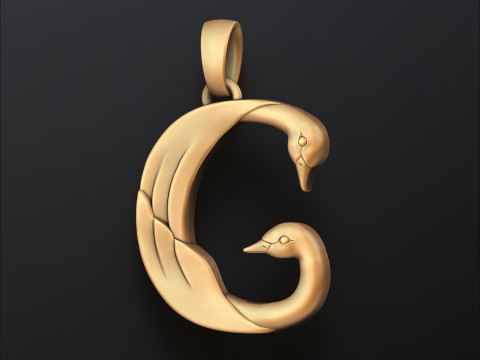Bird Letter G Pendant 3D print model 3Dプリントモデル