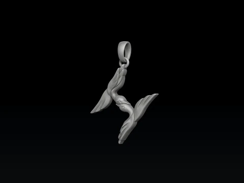 Model cetak 3D Liontin Huruf H Burung Model Cetak 3D