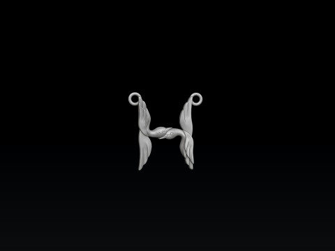 Bird Letter H Pendant 3D print model 3Dプリントモデル