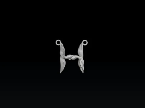 Model cetak 3D Liontin Huruf H Burung Model Cetak 3D