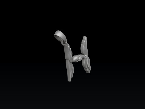 Bird Letter H Pendant 3D print model 3Dプリントモデル