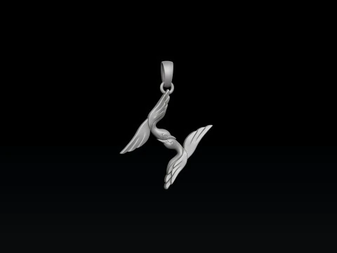 Model cetak 3D Liontin Huruf H Burung Model Cetak 3D