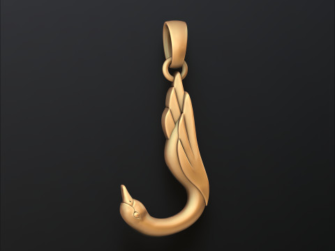 Bird Letter J Pendant 3D print model 3Dプリントモデル