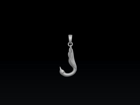 Bird Letter J Pendant 3D print model 3Dプリントモデル