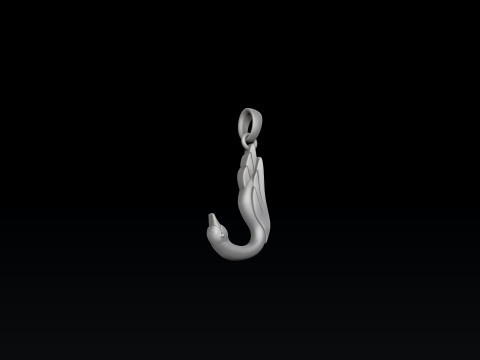 Bird Letter J Pendant 3D print model 3Dプリントモデル