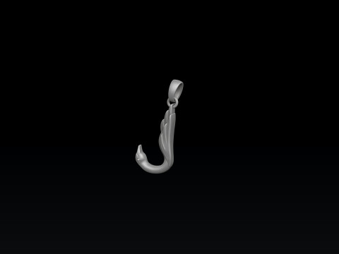 Bird Letter J Pendant 3D print model 3Dプリントモデル