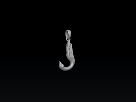 Bird Letter J Pendant 3D print model 3Dプリントモデル