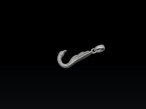 Bird Letter J Pendant 3D print model 3Dプリントモデル