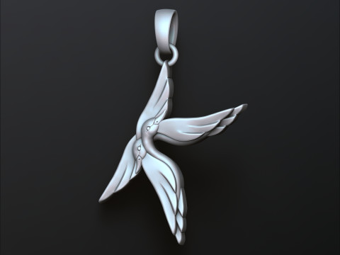 Bird Letter K Pendant 3D print model 3Dプリントモデル