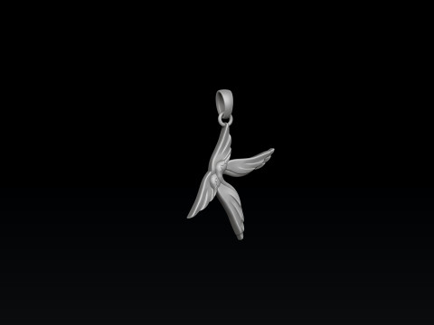 Bird Letter K Pendant 3D print model Modelo de Impressão 3D