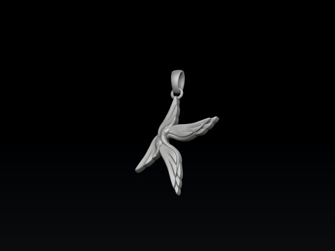 Bird Letter K Pendant 3D print model Modelo de Impressão 3D