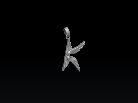 Bird Letter K Pendant 3D print model Modelo de Impressão 3D