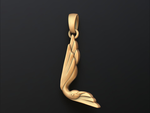 Bird Letter L Pendant 3D print model 3Dプリントモデル