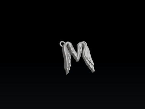 Bird Letter M Pendant 3D print model Modello di stampa 3D