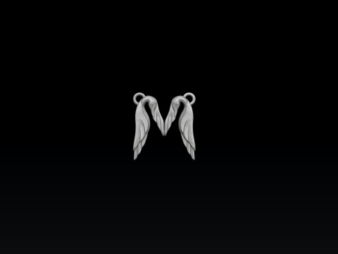 Bird Letter M Pendant 3D print model Modello di stampa 3D