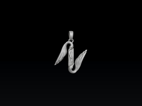 Bird Letter N Pendant 3D print model 3Dプリントモデル