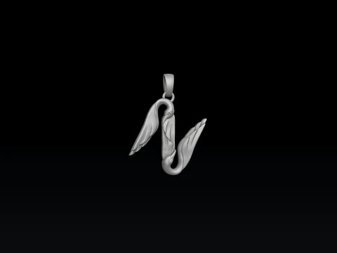 Bird Letter N Pendant 3D print model 3D Print Model