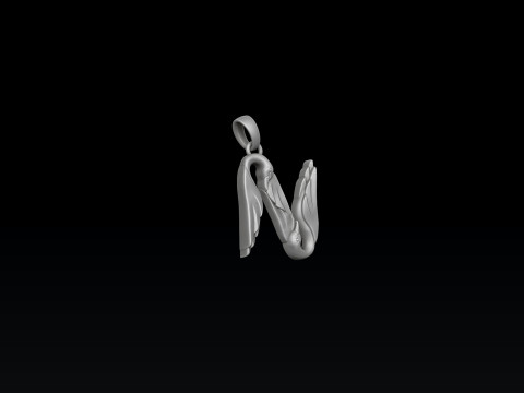 Bird Letter N Pendant 3D print model 3Dプリントモデル